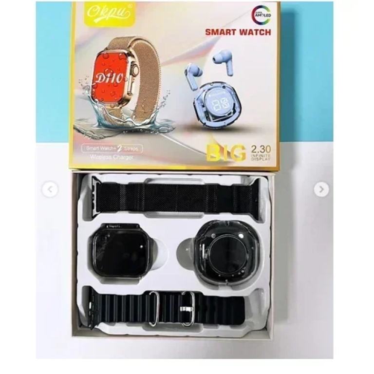 Έξυπνο ρολόι Smartwatch με ασύρματα ακουστικά Okpu D110 - μαύρο