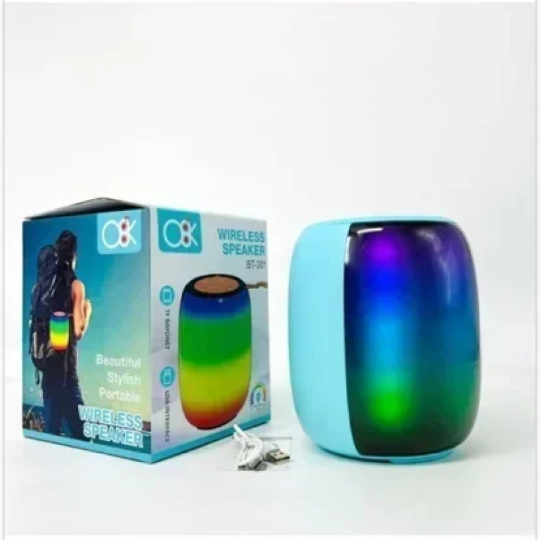 Φορητό Ασύρματο Ηχείο Bluetooth Με Φως LED BT-301 Μπλε