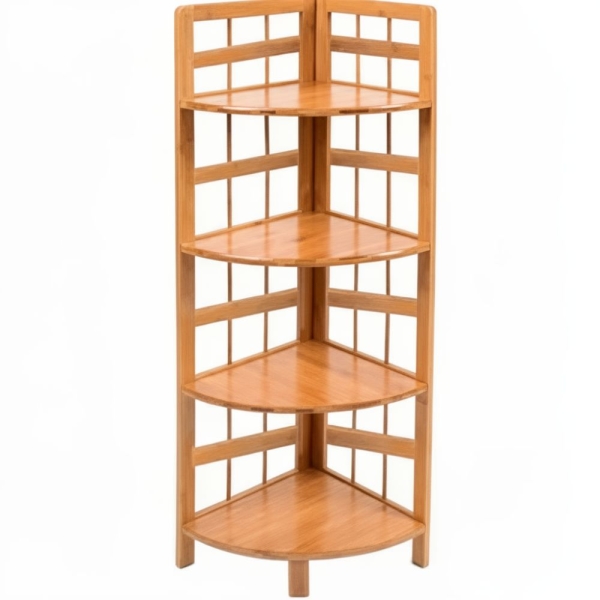 Γωνιακή Επιδαπέδια Ραφιέρα από Bamboo 4 Επιπέδων 29x123x29cm 5404423