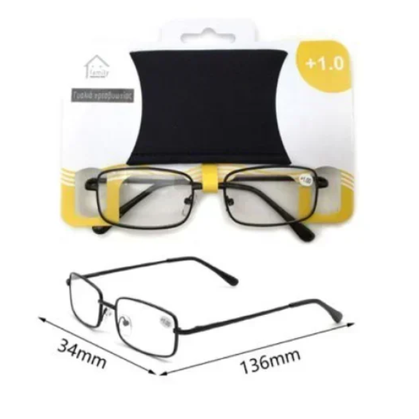 Γυαλιά πρεσβυωπίας Unisex 136x34mm +1.0 σε μαύρο χρώμα 80061
