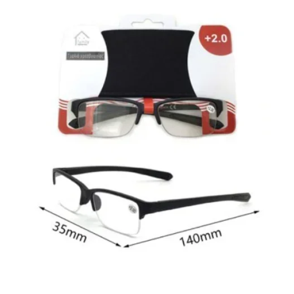 Γυαλιά πρεσβυωπίας Unisex 140x35mm +2.0 σε μαύρο χρώμα 80057