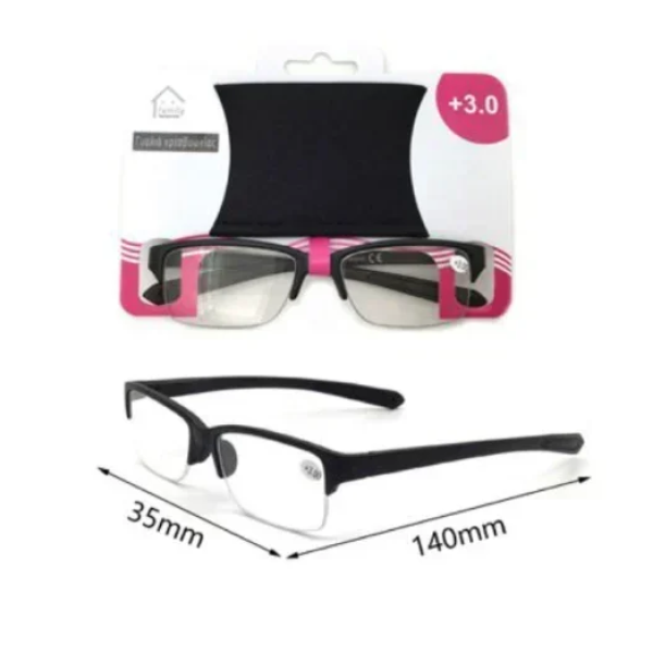 Γυαλιά πρεσβυωπίας Unisex 140x35mm +3.0 σε μαύρο χρώμα 80059