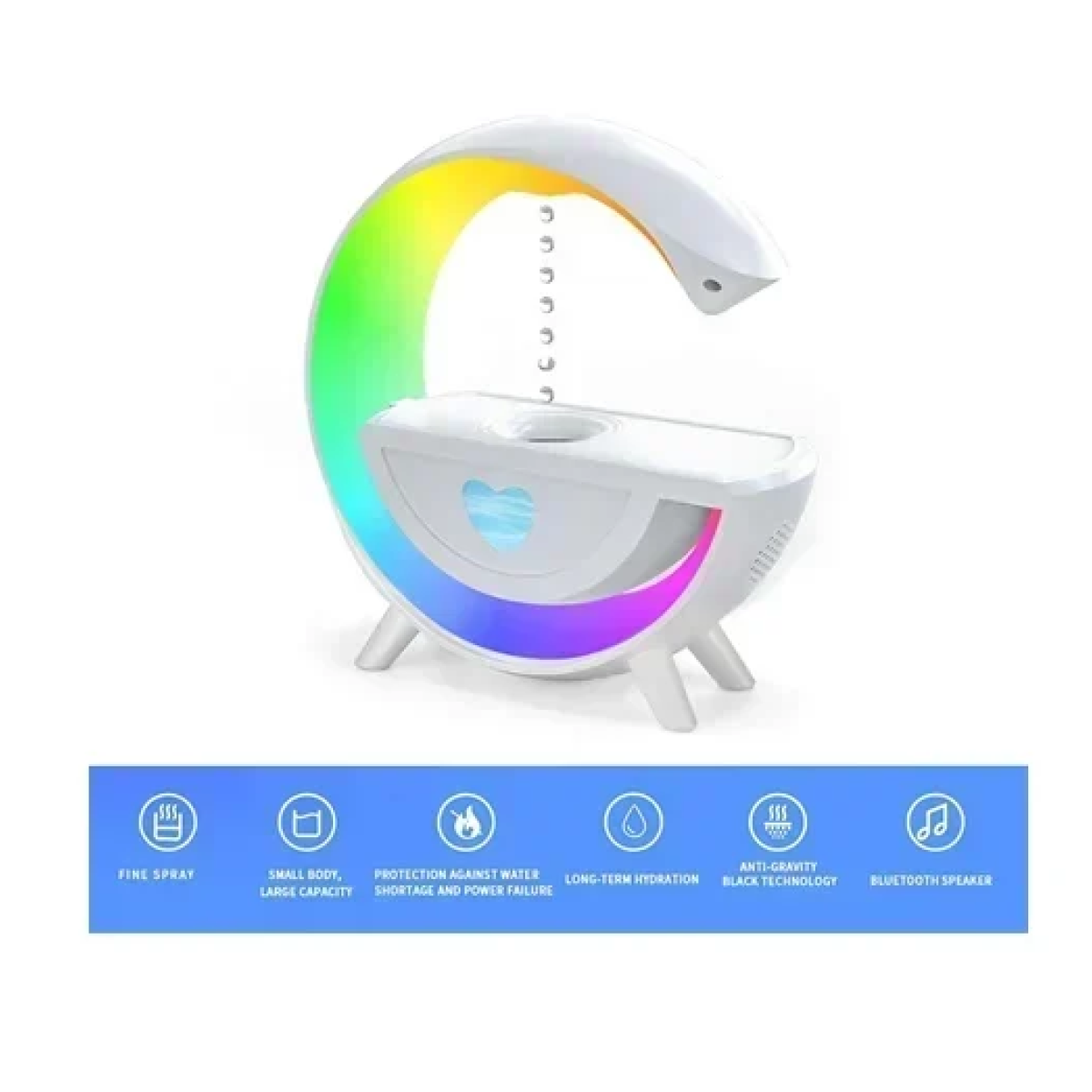 Ηχείο/υγραντήρας με Bluetooth και φωτισμό RGB Y13 - λευκό - Image 6