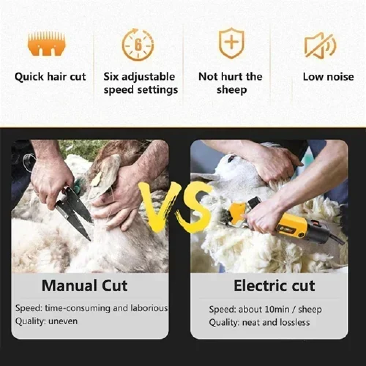 Κουρευτική μηχανή προβάτων 1000W - Electric Sheep Shearing Cutter κίτρινο - Image 5