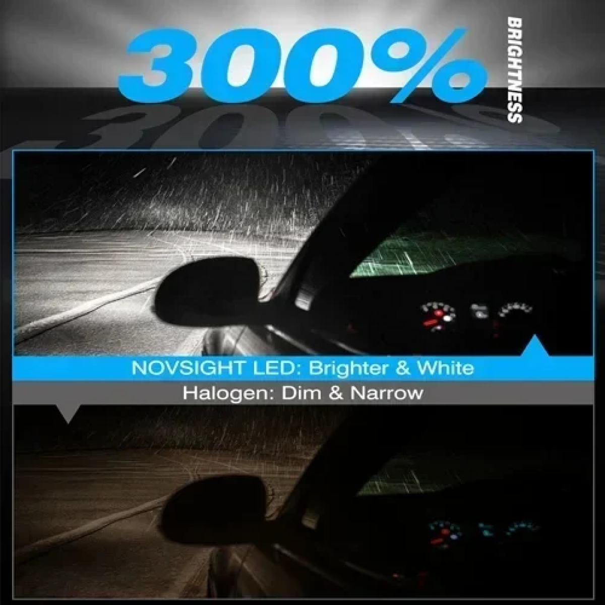 Λάμπες LED Novsight 6500K ψυχρό λευκό 12V 50W 2τμχ A500-N57-H7 - Image 5