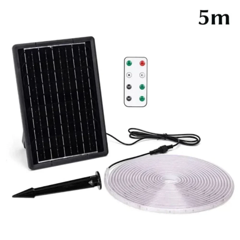 LED Αδιάβροχη Ηλιακή Ταινία IP65 5m 500LM 50W Ψυχρό Λευκό 6500K με Τηλεχειριστήριο Aigostar
