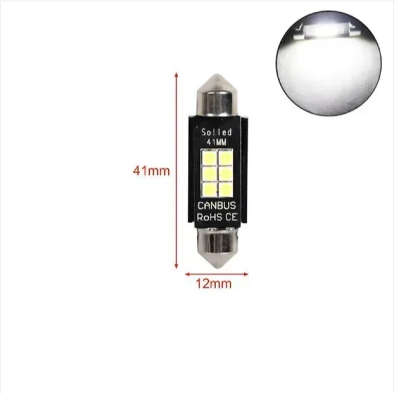 Led Πλαφονιέρας SV8.5 Canbus 41χιλιοστών 12-24v 6 SMD 1τμχ 2000456