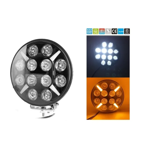 LED Προβολέας 10-30 Volt Υψηλής Ισχύος 60W Πορτοκαλί / Λευκό ø180mm IP68
