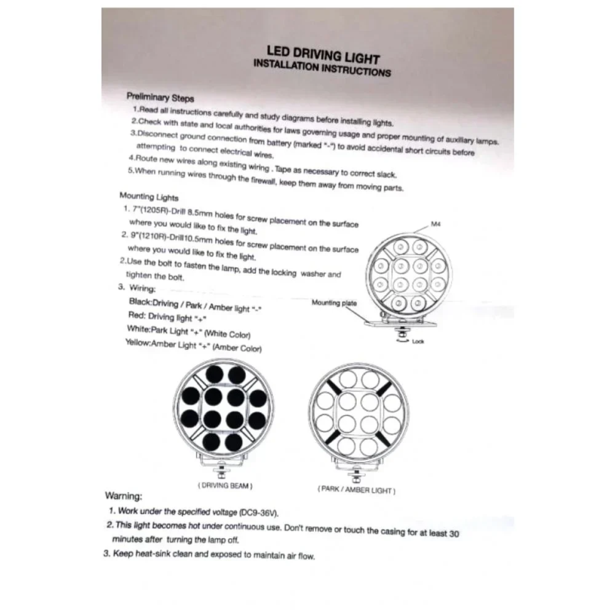 LED Προβολέας 10-30 Volt Υψηλής Ισχύος 60W Πορτοκαλί / Λευκό ø180mm IP68