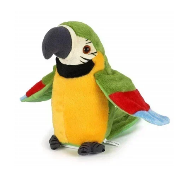 Λούτρινος παπαγάλος Birdie που μιλάει μιμείται και κουνάει τα φτερά του 35cm - πολύχρωμος