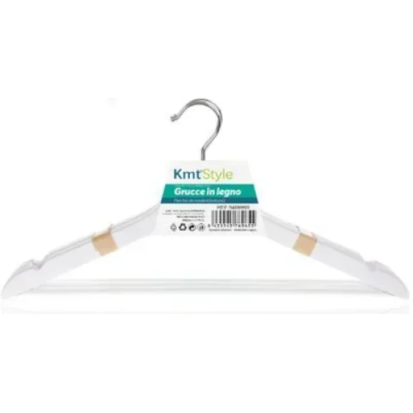 Ξύλινη Κρεμάστρα Ρούχων 43cm 3τμχ 5406965 σε λευκό χρώμα