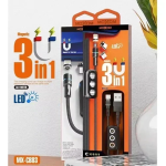 Μαγνητικό καλώδιο 3in1 3AH USB to Lightning / Type-C / micro USB Cable 1m Moxom MX-CB83 μαύρο - Image 2