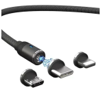 Μαγνητικό καλώδιο 3in1 3AH USB to Lightning / Type-C / micro USB Cable 1m Moxom MX-CB83 μαύρο