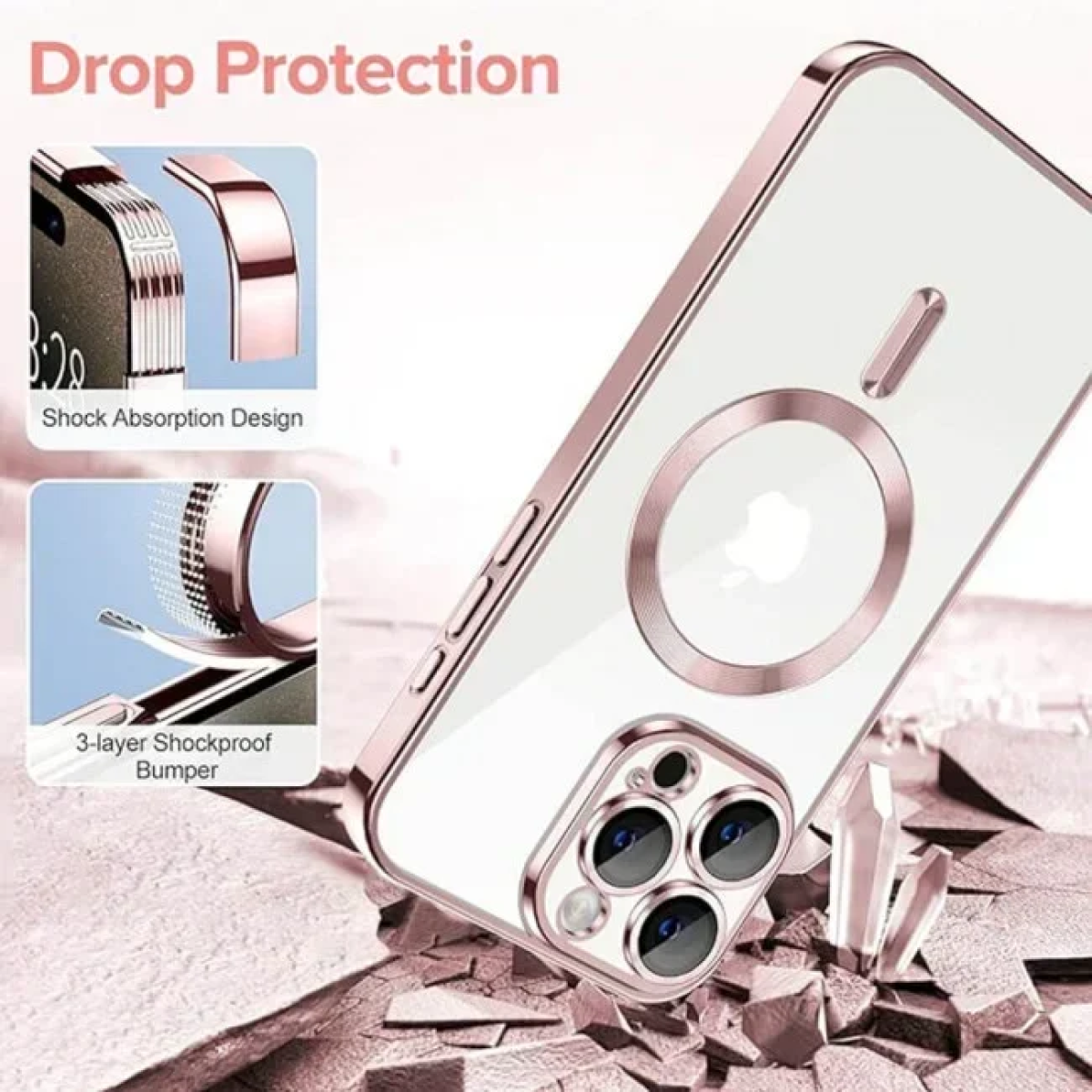 MagSafe Θήκη Σιλικόνης Ροζ Χρυσό iPhone 16 Pro Max