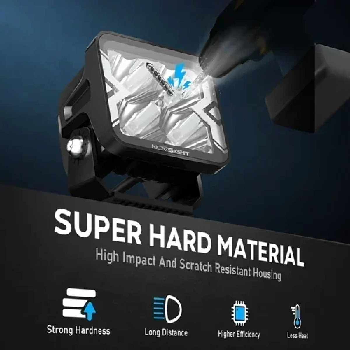 Off-Road προβολάκια αλουμινίου Flood Light οδήγησης λευκό 40W 12-24V 6500K IP68 Novsight A500-WL3-3FT – μαύρο - Image 6