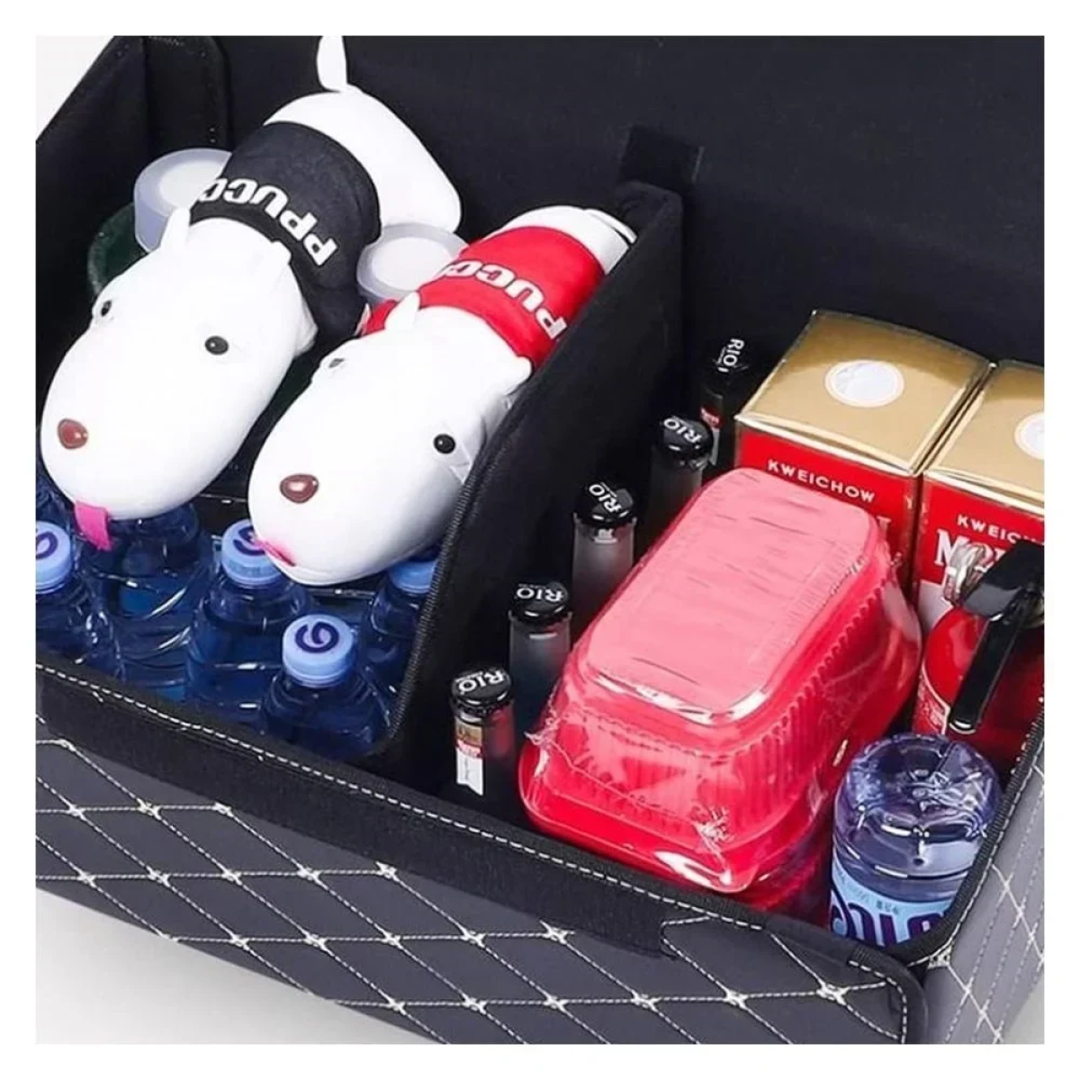 Οργανωτής Αυτοκινήτου Τσάντα Νεσεσέρ Ταξιδίου από Οικολογικό Δέρμα - Μαύρο 50x31x29 cm