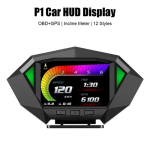 Ψηφιακή οθόνη ενδείξεων αυτοκινήτου P1 HUD Head Up Display OBD2 GPS - μαύρο - Image 4