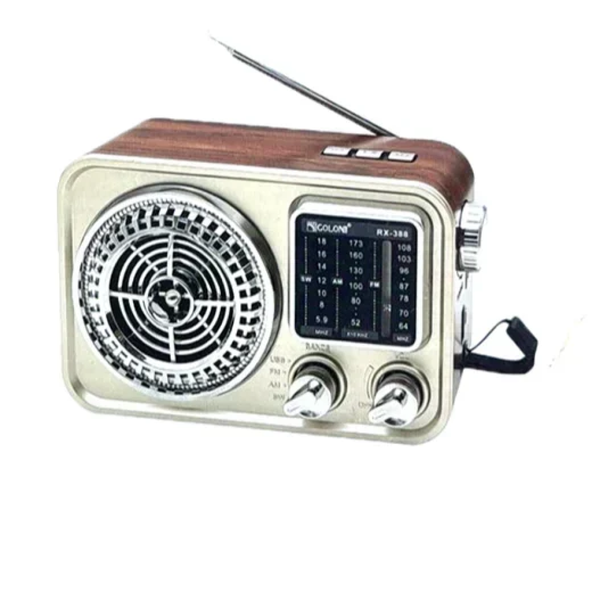 Retro Φορητό Ραδιόφωνο με Ηλιακό πάνελ Χρυσό Rx-388s