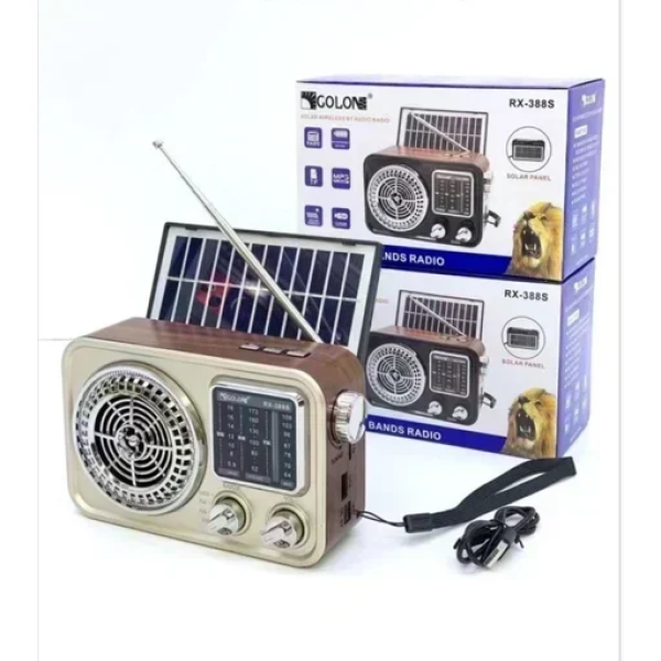 Retro Φορητό Ραδιόφωνο με Ηλιακό πάνελ Χρυσό Rx-388s