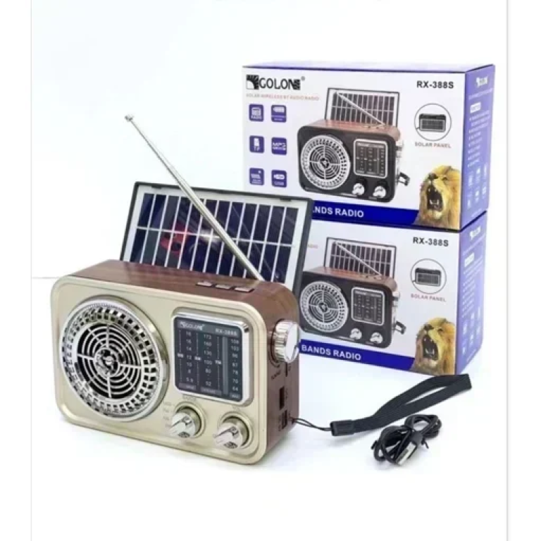 Retro Φορητό Ραδιόφωνο με Ηλιακό πάνελ Χρυσό Rx-388s
