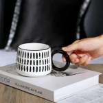 Κεραμική Κούπα 400ml 8x8.8 cm SDS-25453 Ασπρόμαυρη