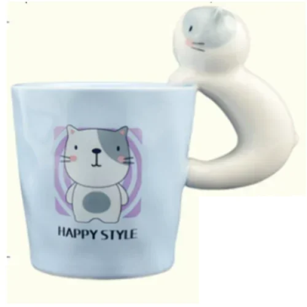 Κεραμική Κούπα 400ml 9.5x9.5 cm SDS-25454 Happy Style Γατάκι - Μπλε
