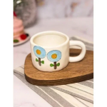 Κεραμική Κούπα 350ml 9.2x6.9cm SDS-25462 Λευκή με Μπλε Λουλούδια