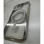 Θήκη Σιλικόνης Glitter and Strass MagSafe με Προστασία Κάμερας Ασημί iPhone 16