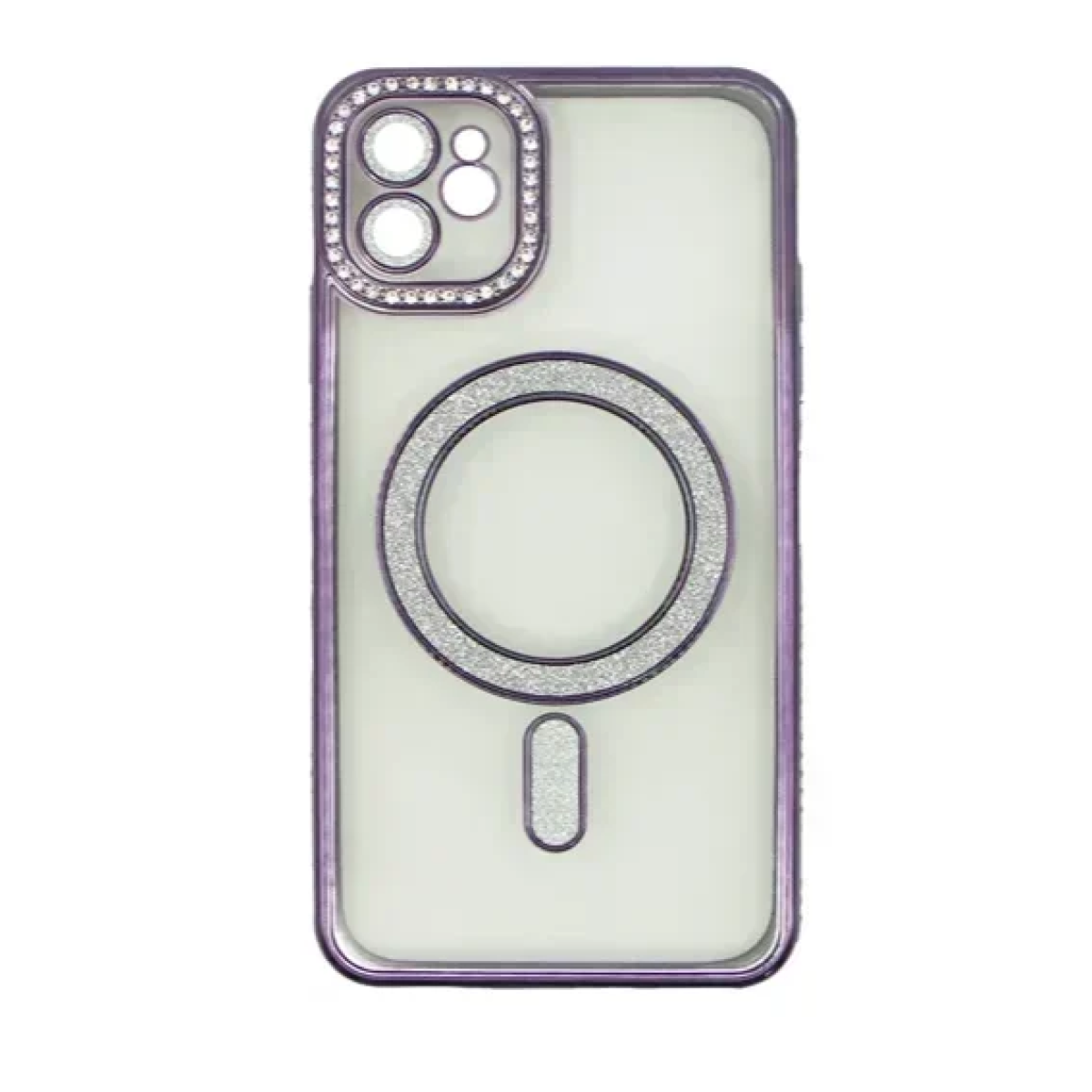 Θήκη Σιλικόνης Glitter and Strass MagSafe με Προστασία Κάμερας Μωβ iPhone 16 Plus