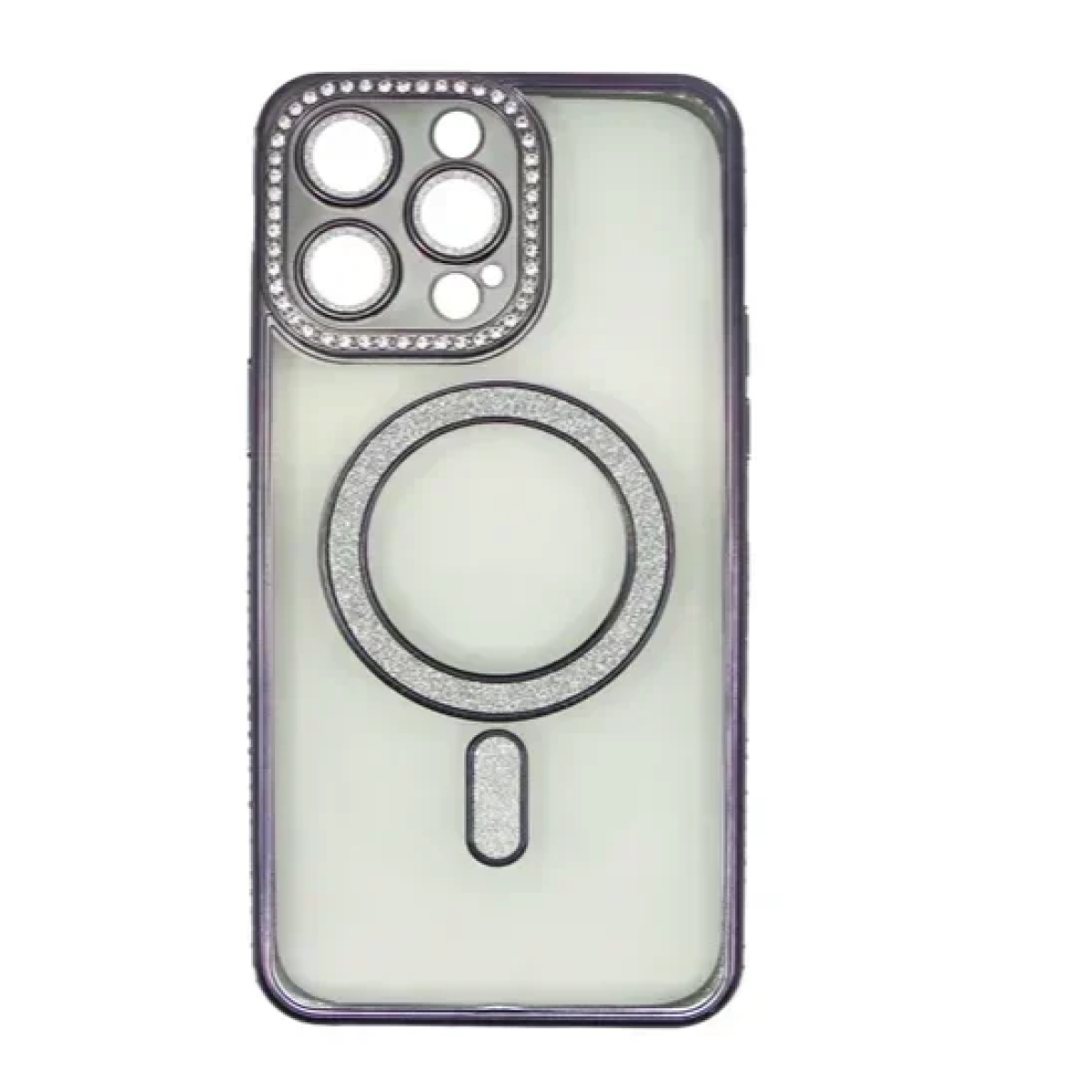 Θήκη Σιλικόνης Glitter and Strass MagSafe με Προστασία Κάμερας Μωβ iPhone 16 Pro