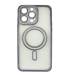 Θήκη Σιλικόνης Glitter and Strass MagSafe με Προστασία Κάμερας Μωβ iPhone 16 Pro