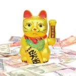Τυχερή γάτα καλωσορίσματος που χαιρετά 21cm Maneki Neko - χρυσή - Image 2