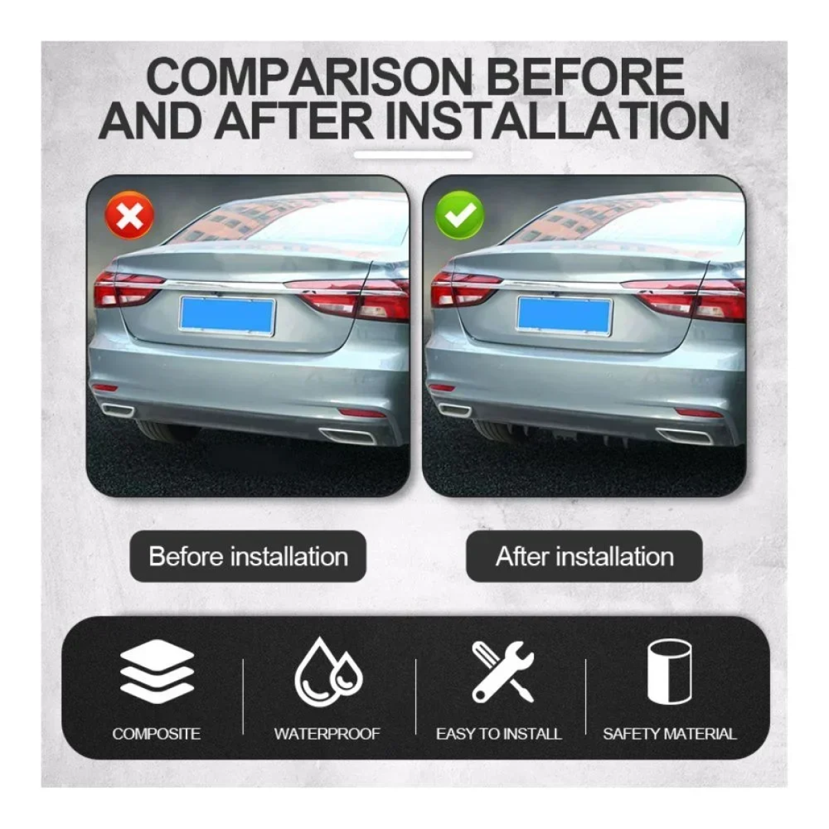 Universal Rear Lip - Διαχύτης (Diffuser) Οπίσθιου Προφυλακτήρα Αυτοκινήτου 840mm με 7 Πτερύγια