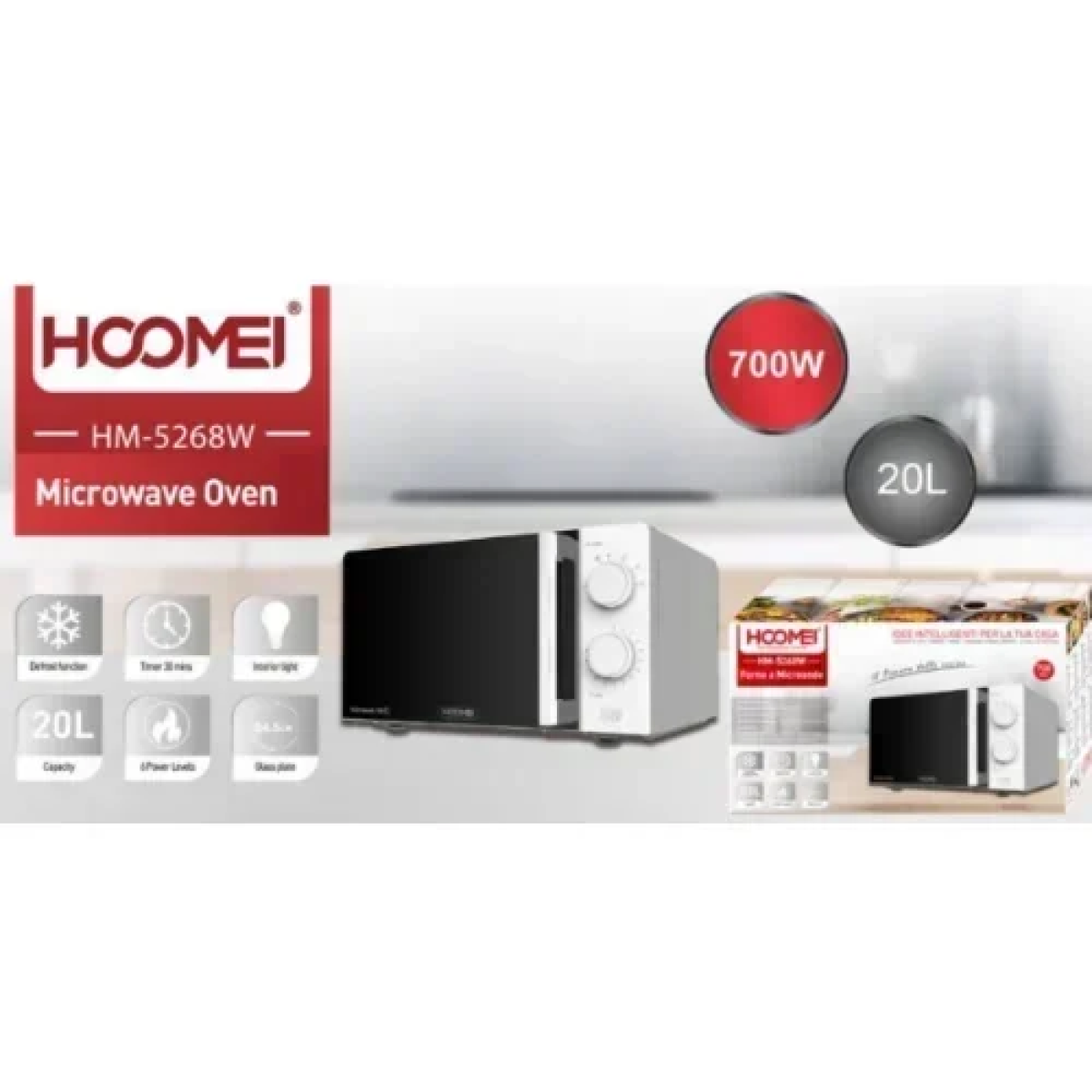Φούρνος Μικροκυμάτων 20lt 700W Hoomei HM-5268W Hoomei