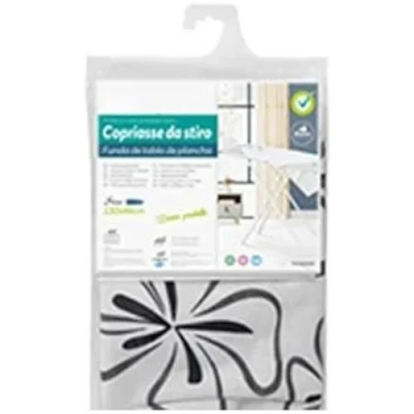 Σιδερόπανο Υφασμάτινο με λάστιχο 46x130 cm Λευκό με μαύρα Λουλούδια 5200885