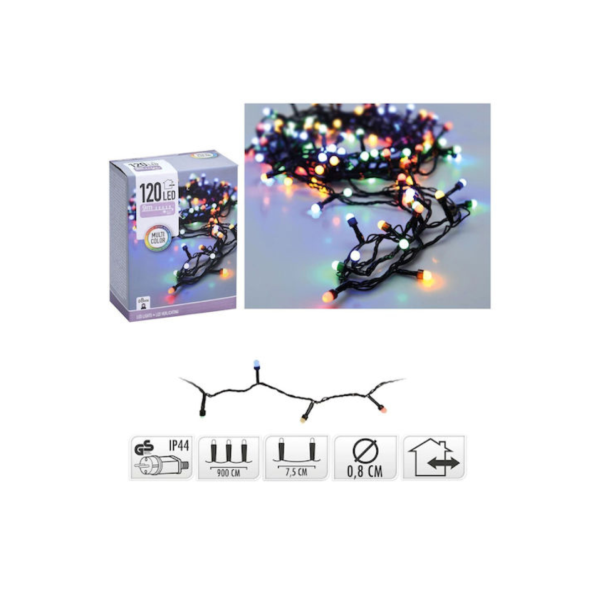 120 Λαμπάκια LED Πολύχρωμα Σταθερά μη Επεκτεινόμενα Koopman - Self Import Agencies AX4220420