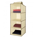 Υφασμάτινη Κρεμαστή Θήκη Αποθήκευσης Ρούχων Μπεζ Με 4 Ράφια 30x30x80εκ 34349