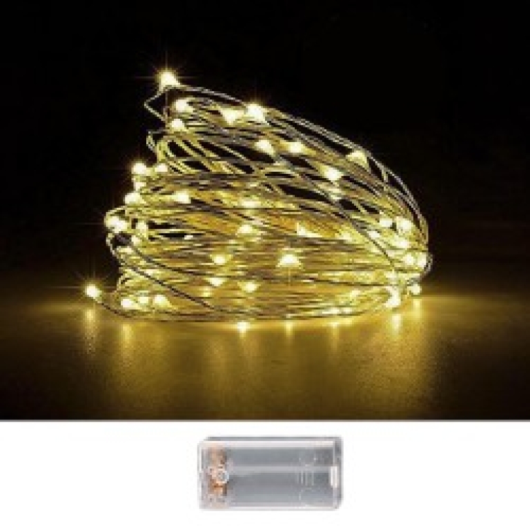 50 Χριστουγεννιάτικα microled μπαταρίας copper λευκά σταθερά Xmasfest 1131426 - 1 τμχ