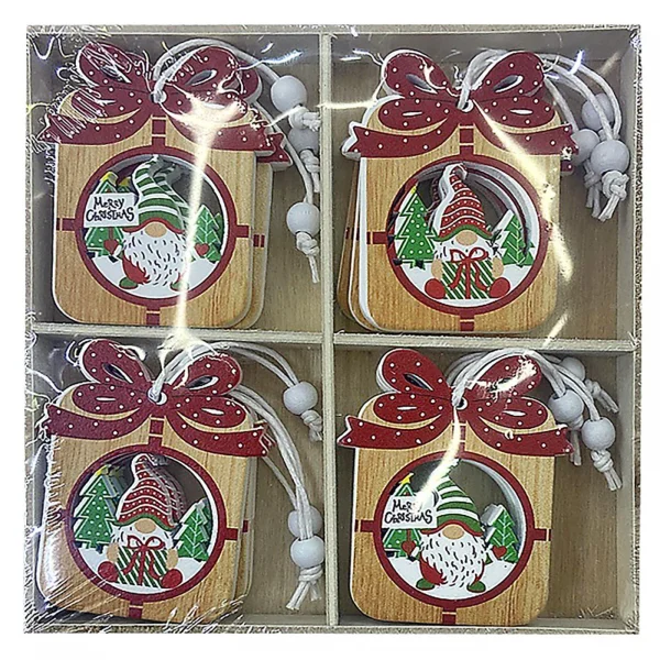 Στολίδια ξύλινα δώρα 12τεμ σε display Κουτί=13