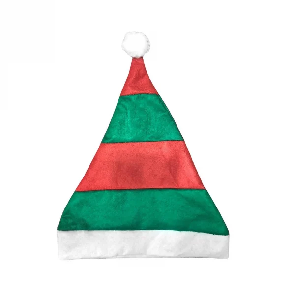 Σκούφος ξωτικού πράσινο-κόκκινο ριγέ 38x27cm Xmasfest 1133786