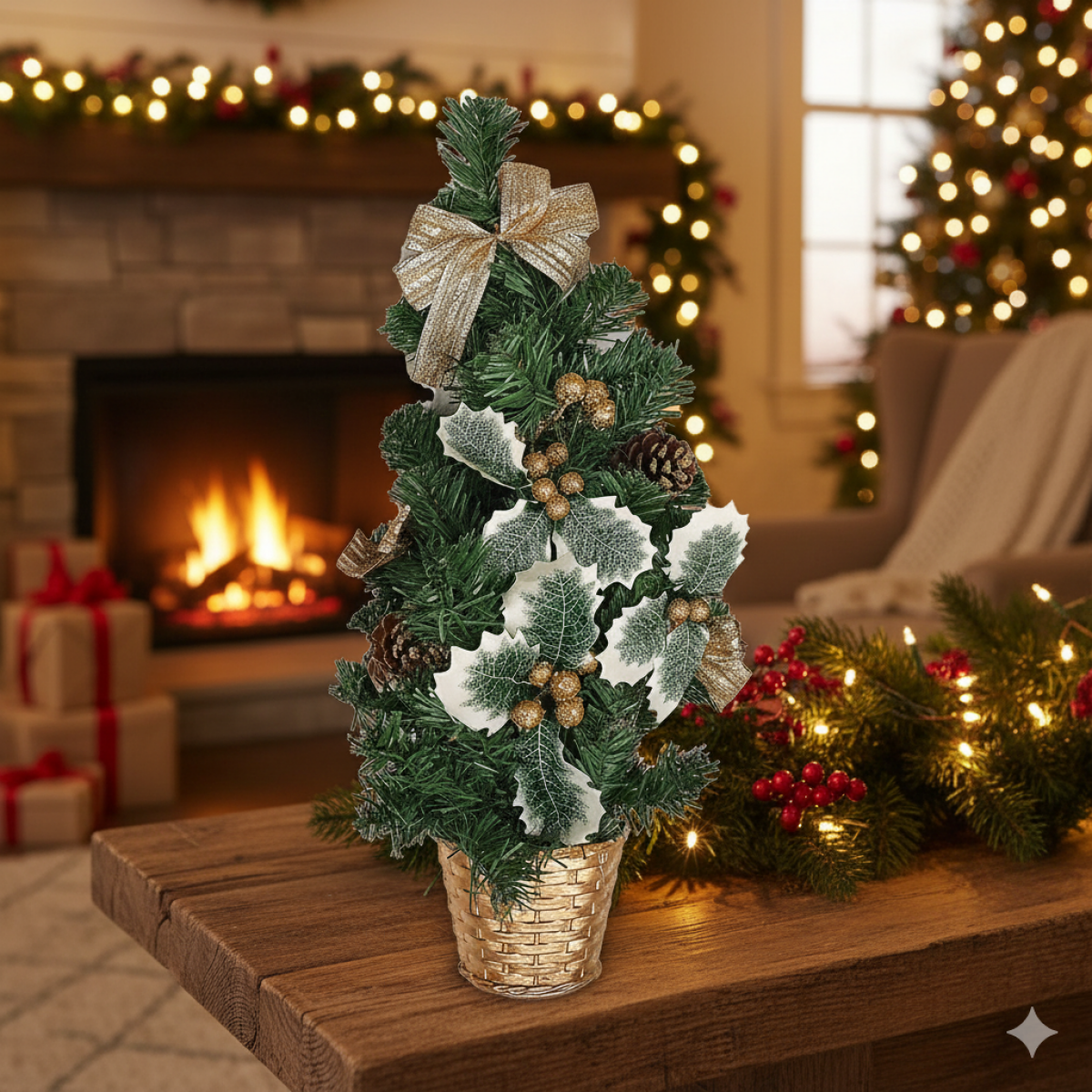 Δεντράκι Μισό Κρεμαστό Στολισμένο με γκι 50cm Xmasfest 1132409