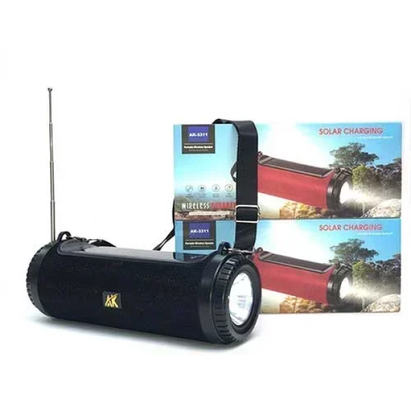 AK-3311 Ασύρματο Ηχείο Bluetooth με φακό LED, Ηλιακή Φόρτιση & Ραδιόφωνο