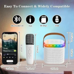 Y1 Ασύρματο Ηχείο Bluetooth 5.3 με λαβή μεταφοράς, LED Φωτισμό & μικρόφωνο Karaoke - Λευκό