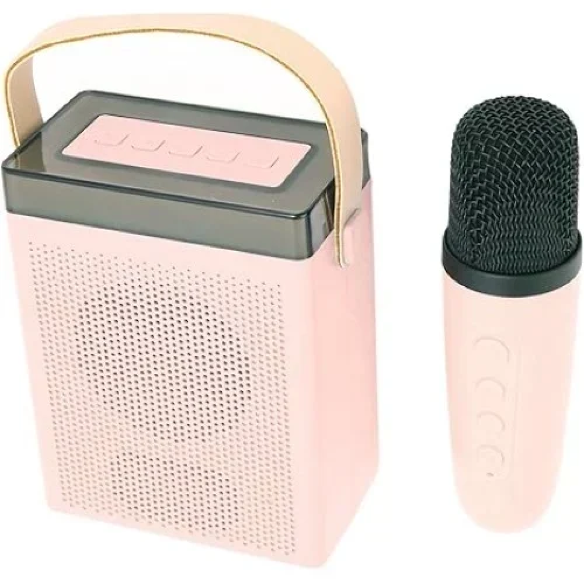 BT-K7 Ασύρματο Ηχείο Bluetooth με λαβή μεταφοράς, LED Φωτισμό & μικρόφωνο Karaoke - Ροζ