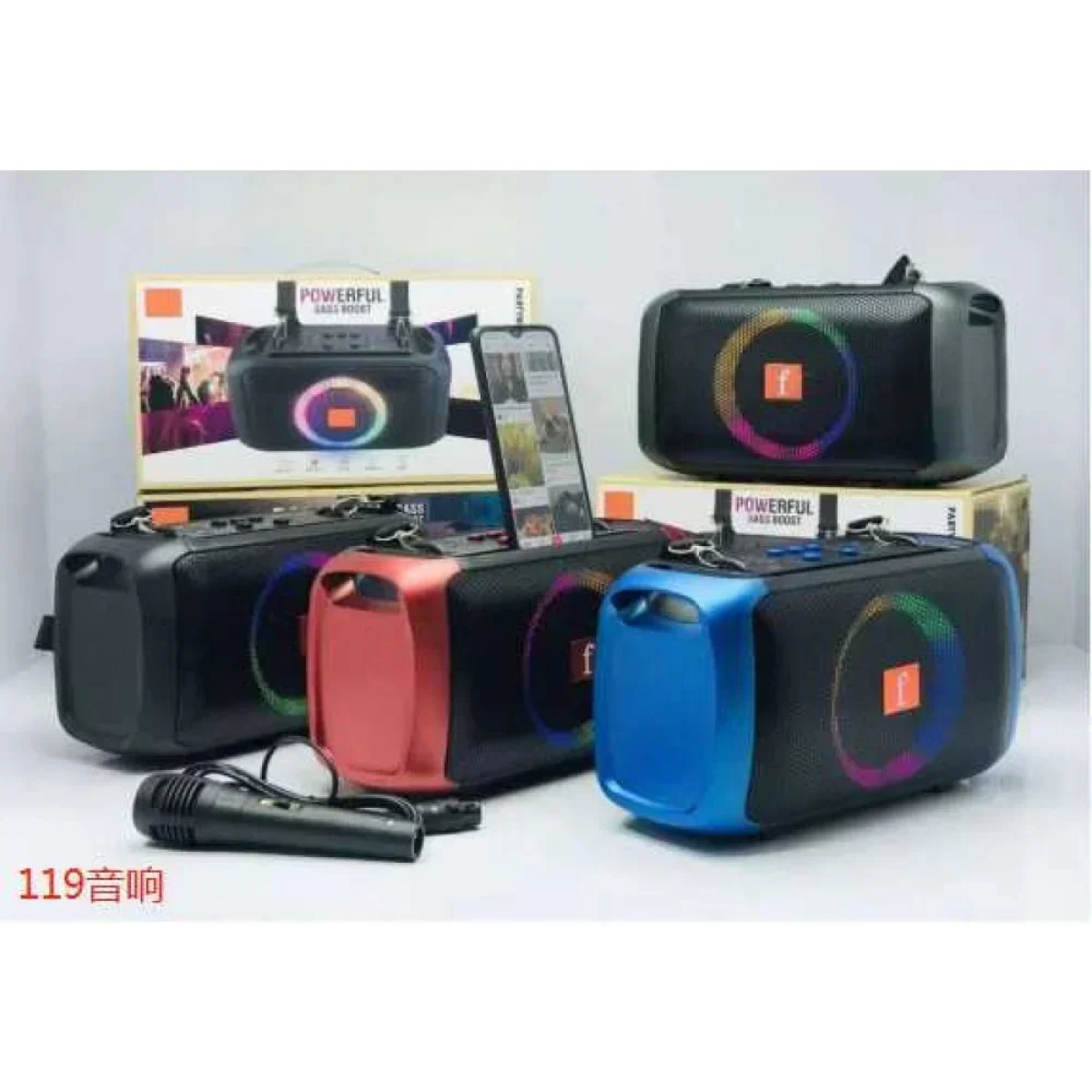 R-119 Ασύρματο Φορητό Ηχείο Bluetooth RGB με Ιμάντα ώμου & Μικρόφωνο
