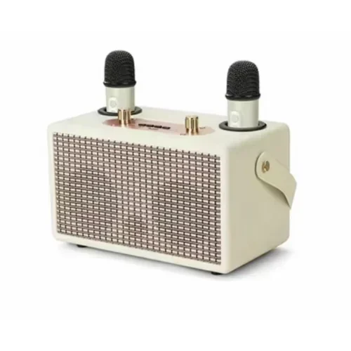M1000 Ασύρματο Φορητό Ηχείο Bluetooth Party Box Με 2 Μικρόφωνα - Μπεζ