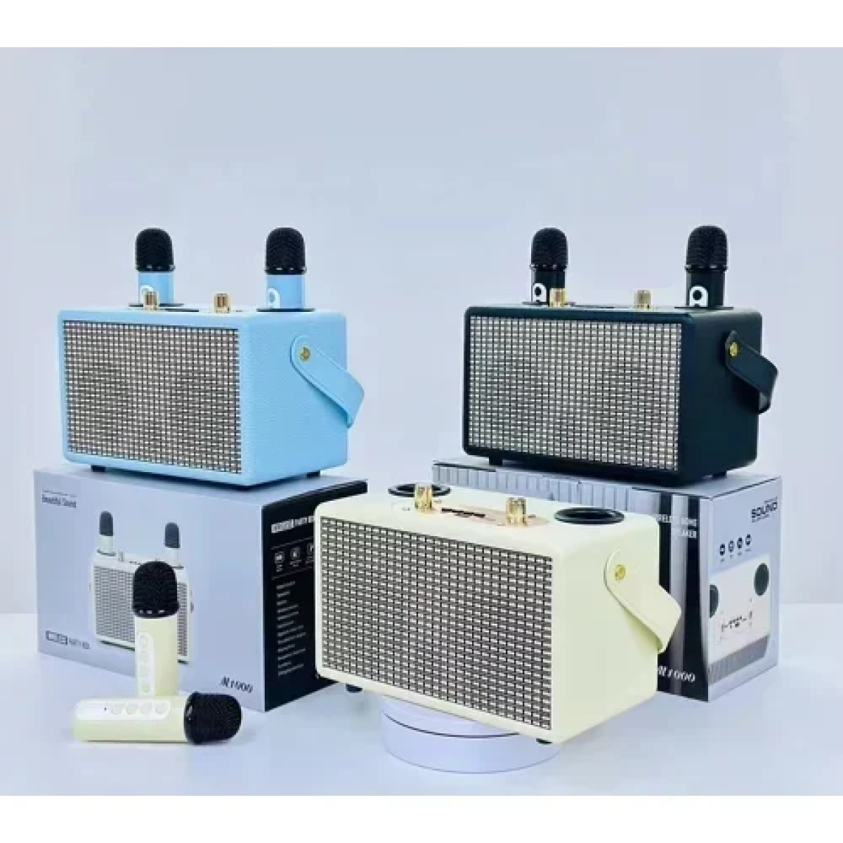 M1000 Ασύρματο Φορητό Ηχείο Bluetooth Party Box με 2 Μικρόφωνα