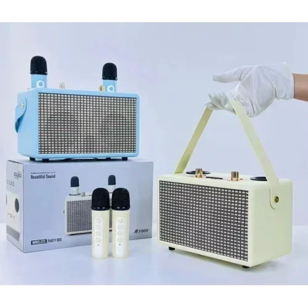 M1000 Ασύρματο Φορητό Ηχείο Bluetooth Party Box με 2 Μικρόφωνα