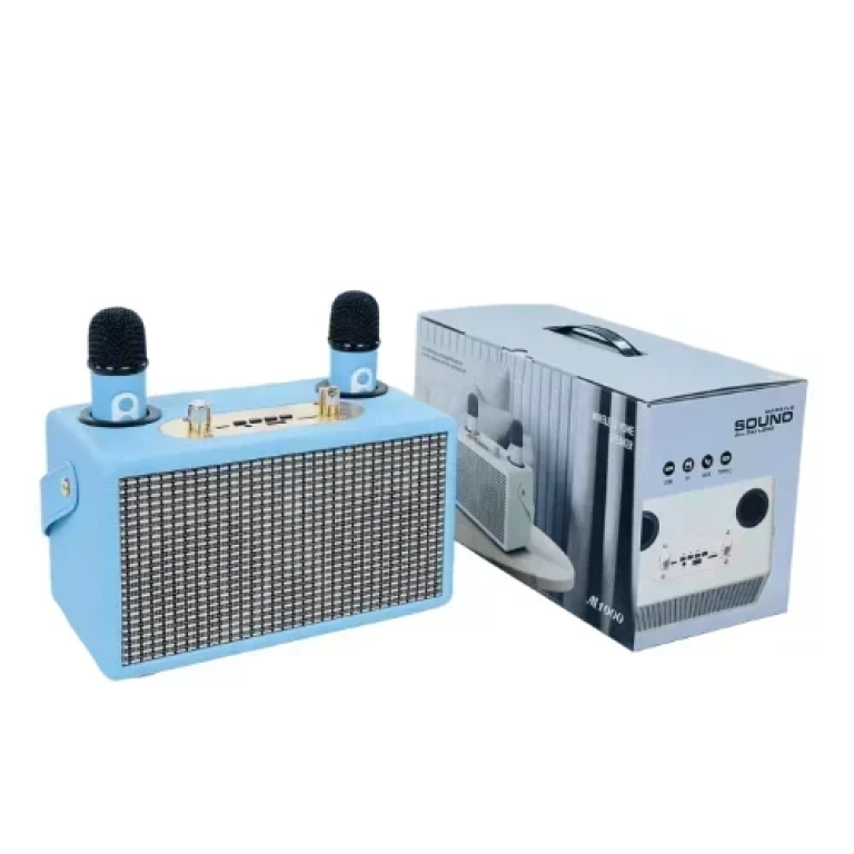 M1000 Ασύρματο Φορητό Ηχείο Bluetooth Party Box με 2 Μικρόφωνα Μπλε