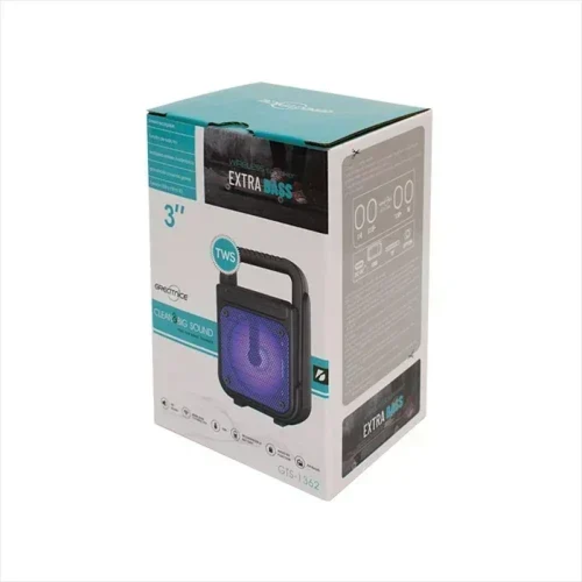GTS-1362 Μίνι Ασύρματο Φορητό Ηχείο Bluetooth 3″ με LED Φωτισμό Super Bass - Μαύρο/Μωβ